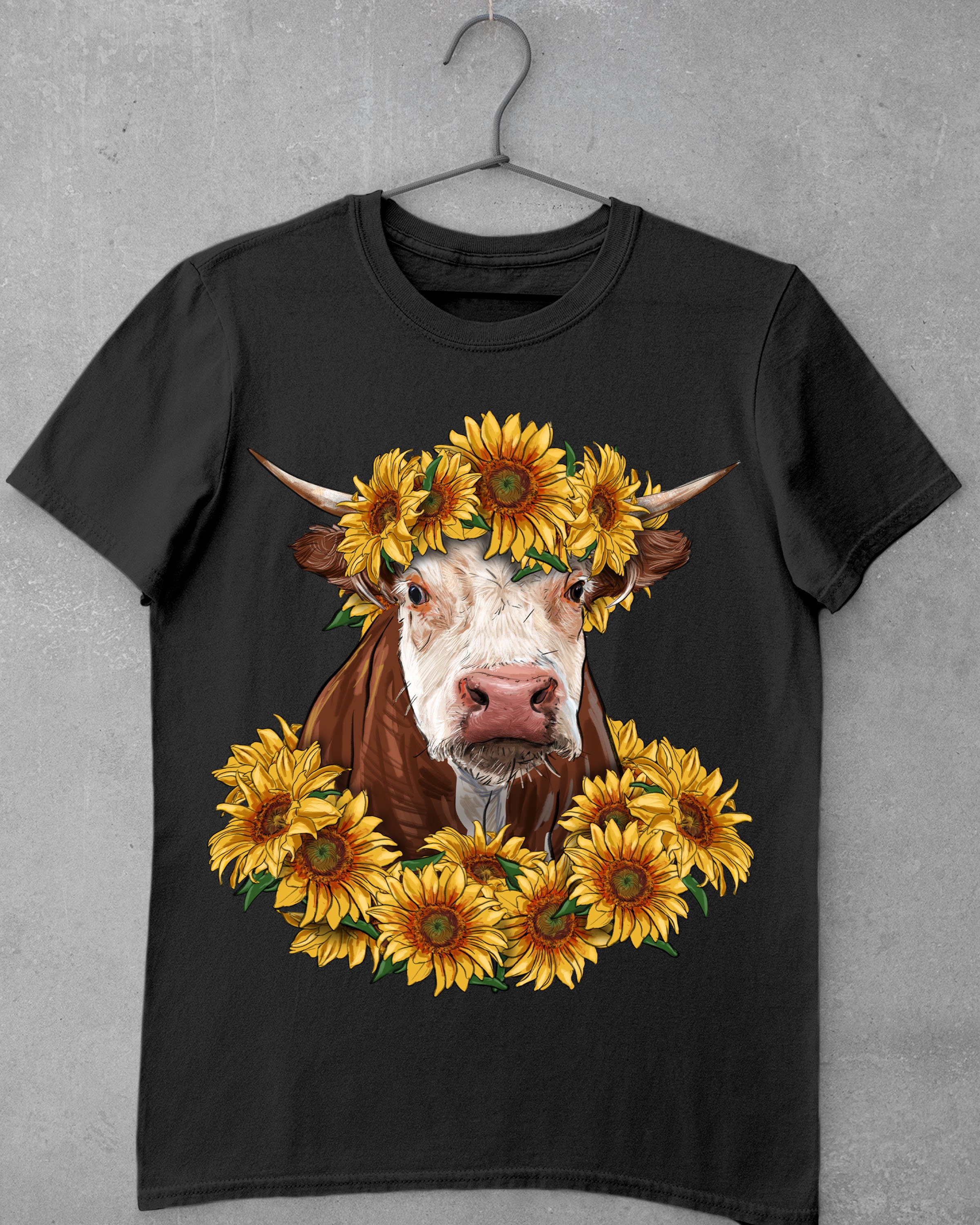 Hereford Cow With Sunflowers Png Sublimation Design Hereford | Etsy