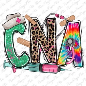 CNA Nurse tie dye leopard png sublimation design download, Nurse life png, Nursing png, western CNA png, sublimate designs download
