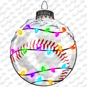 Baseball Png Sublimation Design,Christmas Lights Baseball Pattern Christmas Ornament Png, Merry Christmas Baseball Png, Sports PNG Downloads