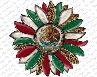 Mexican Flag Sunflower Png Sublimation Design, Mexican Sunflower Png, Mexican Flag Png, Sunflower Flag Png, Mexico Png, Instant Download