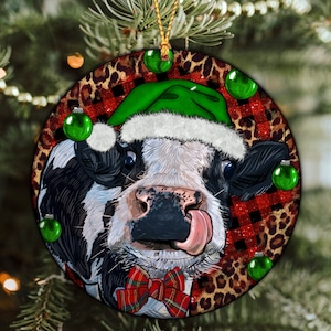 Baby Cow Christmas Ornament Png, Western Christmas Ornament Png, Round Christmas Ornament, Christmas Ornament Sublimation Design Download