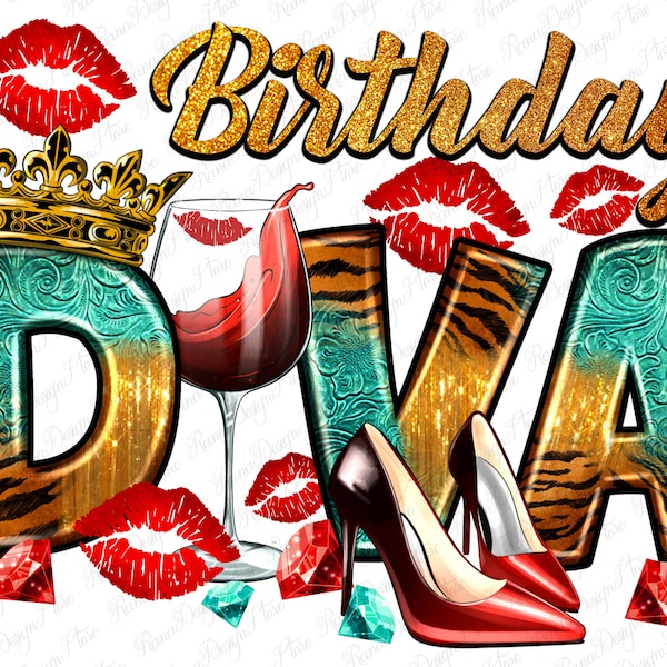Birthday diva png sublimation design download, birthday party png, birthday queen png, birthday png, sublimate designs download