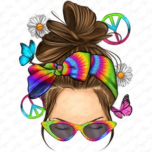 Tie dye messy bun png sublimation design download, messy bun png design, summer messy bun png, summer vibes png, sublimate designs download