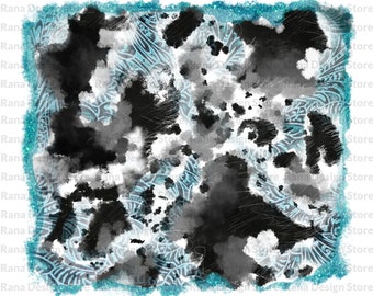 Cowhide Background  with Turquoise Glitter Png, Cowhide Png, Digital Download, Western Background, Png Sublimation, Turquoise Glitter Png,
