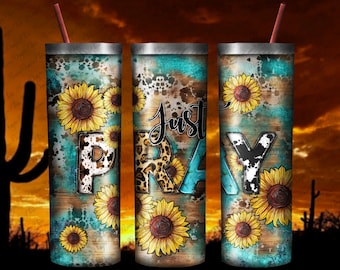 Western Just Pray 20 Unzen Skinny Tumbler Png Design, Just Pray Png Png, Kuhfell Just Pray Png, Sonnenblume Pray Png, Instant Download