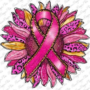 Breast Cancer Awareness Sunflower Png Sublimation Design, Cancer Awareness Png, Cancer Ribbon Png, Cancer Sunflower Png, Instant Download