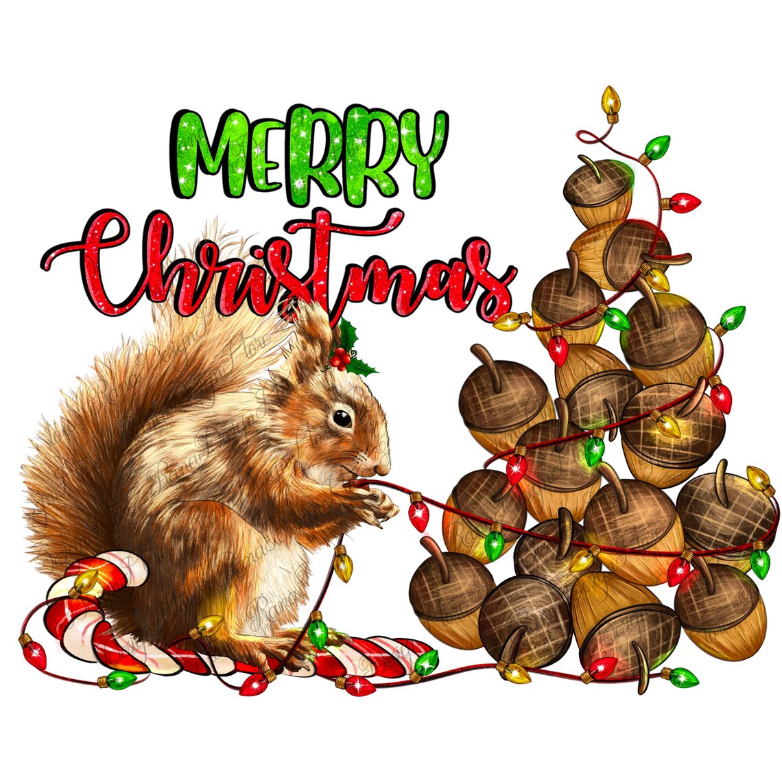 Merry Christmas Squirrels Png Sublimation Design Download, Christmas