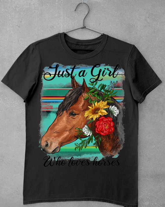 Maglietta 'Just A Girl Who Loves Horses' - T-shirt Western Per Amazzoni