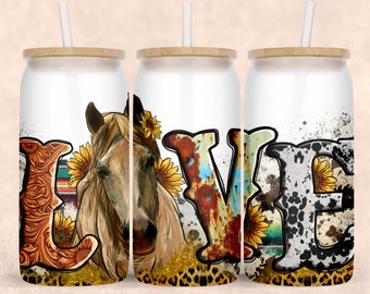 Paard liefde libbey glas png sublimatie design te downloaden, westerse Paarden libbey glas png, paard png, sublimat ontwerpen te downloaden