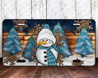 Snowman winter license plate png sublimation design download, license plate png, hello winter png, sublimate designs download