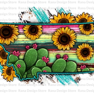 Mapa de Montana Png, Diseño de mapa de Montana de girasol y cactus, Mapa de Montana, Girasol Montana, Serape Montana, Montana occidental, Diseño de sublimación