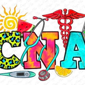 CNA Summer png sublimation design download, Certified Nursing Assistant png, Nurse life png, hello summer png, sublimate designs download