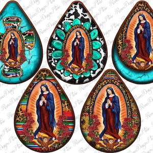 Our Lady Of Guadalupe Teardrop Earrings Bundle Design, Lady Of Guaddalupe Png, Guadalupe Earring Bundle, Guadalupe Teardrop,Descarga instantánea