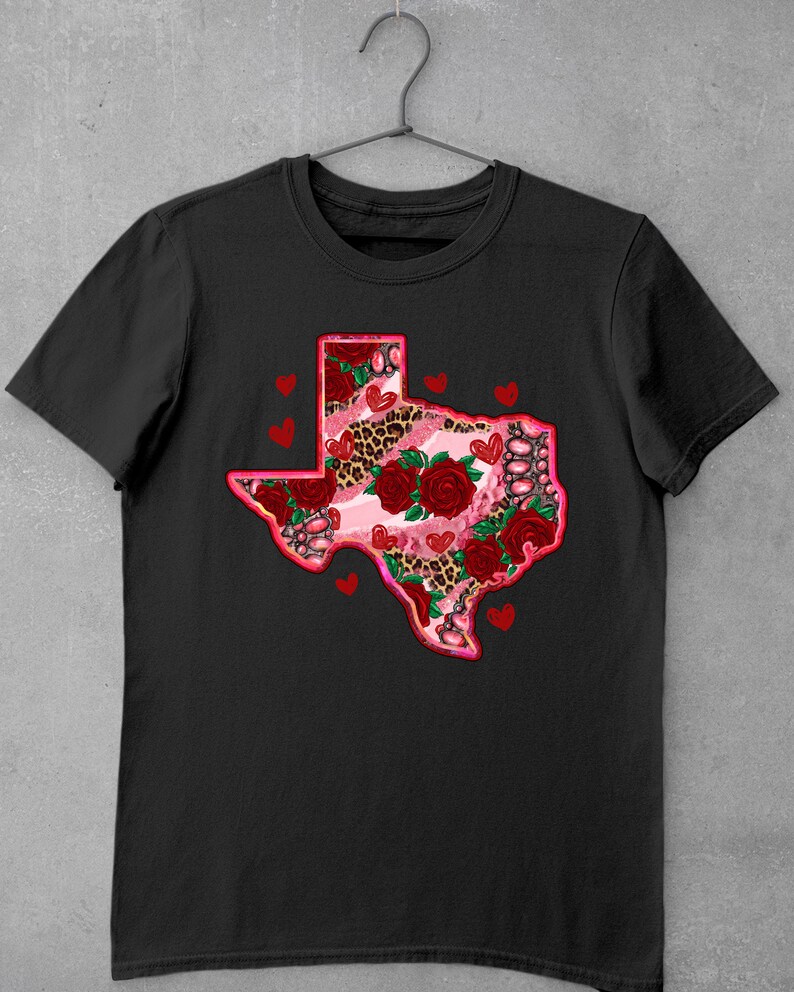 Valentine's Day Texas Map With Roses PNG Sublimation Design,texas Map ...