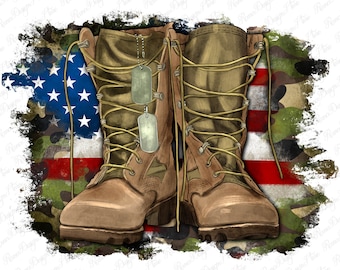American flag with army boots png sublimation design download, USA army png, 4th of July png, sublimate designs download