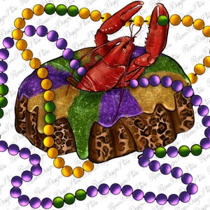 Mardi Gras Craw Fish King Cake With Leopard Png Sublimation Design, Mardi Gras Png, Mardi Gras Cake Sublimation Png, Instant Download