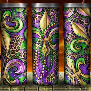 Mardi Gras Fleur De Lis Tumbler Png Sublimation Design, Mardi Gras Png, Mardi Gras Fleur De Lis Png, Western Design Png, Digital Download