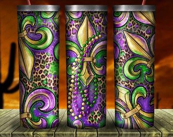 Mardi Gras Fleur De Lis Tumbler Png Sublimation Design, Mardi Gras Png, Mardi Gras Fleur De Lis Png, Western Design Png, Digital Download