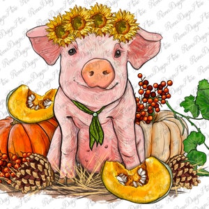 Fall Pig Png Sublimation Design Fall Clipart Fall Vibes Png - Etsy