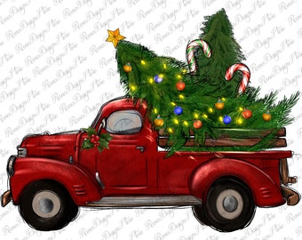 Custom Personalized Christmas Tree Name Date Red Truck 12x12 Metal Sign SS248 