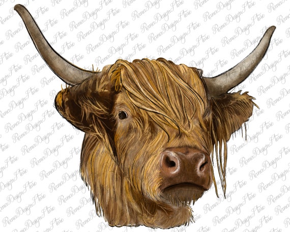 Western Cow Portrait Png Sublimation Design, Cow Clipart, Animal Png, Cow Png, Animal Portrait Png, Hand Drawn Cow Png, Instant Download