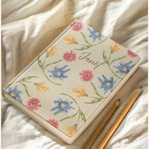 Floral Hardcover Journal Personalized Flower Notebook Custom Floral Diary Botanical Journal Gift Matte Journal with Flowers