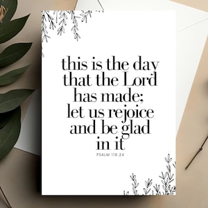 Christian Encouragement Card Psalm 118:24 Scripture Greeting Bible Verse Card for Birthday, Graduation, Inspiration, Faith Gift Bible Verse