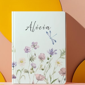Wildflower Hardcover Journal Custom Name Floral Notebook Personalized Gift for Women Notebook Writers Floral Students Creative Journal Lover