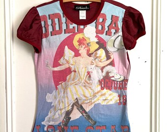 RARE 'Girlfriends' Victorian Saloon / LONE STAR T-shirt w Puff Sleeves!