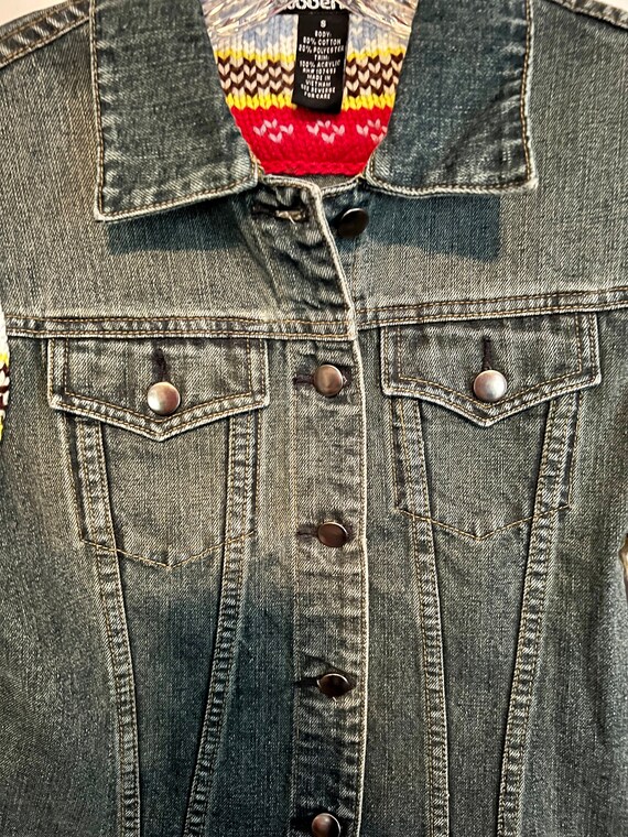 Denim Jacket With Knit Sweater Sleeves by Rubber Doll - NEW