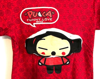 Rare Pucca T-Shirt – Funny Love Story, Zip-Pocket Head
