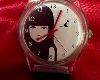 RARO Reloj coleccionable "Emily The Strange" Chica Gótica Y2K (2000)