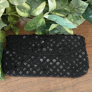 Vintage Black Beaded Evening Bag by Debbie