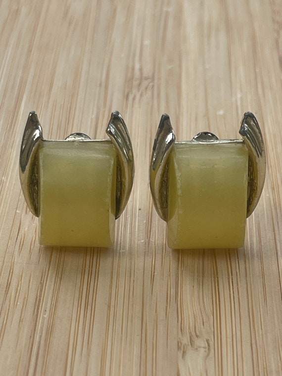 Vintage Yellow Clip Earrings - image 3