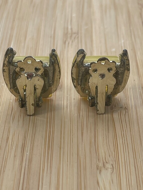 Vintage Yellow Clip Earrings - image 2