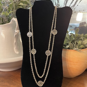 Vintage Gold Tone Long Monet Chain Necklace