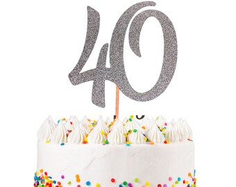 40th Glitter Cake Topper, 40th Birthday Decor, Glitter Topper, Happy 40th Birthday, 40th Cake Topper, Fortieth Birthday, Forty Topper