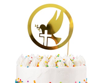 Dove & Cross Glitter Confirmation Cake Topper