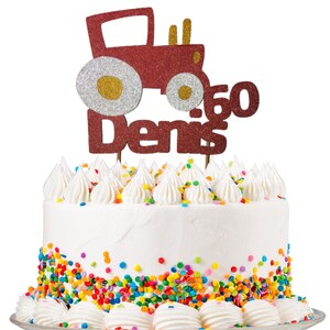 Personalised Tractor Themed Glitter Cake Topper, Custom Tractor Birthday Cake Topper, Tractor Cake Topper, Custom Tractor Cake Topper