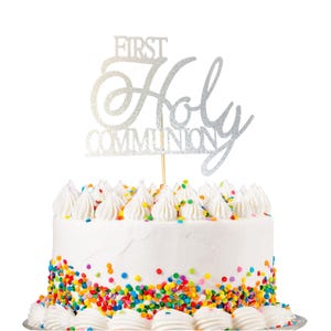 Glitter Communion Cake Topper, 1st Holy Communion Topper,  Glittery Communion Cake Topper, First Holy Communion Cake Sign, Holy Communion