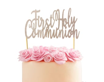Communion Glitter Cake Topper, 1st Holy Communion Topper,  Glittery Communion Cake Topper, First Holy Communion Cake Sign, Holy Communion