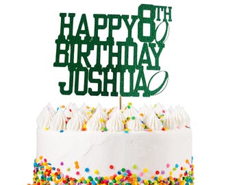 Rugby Birthday Cake Topper: Glitter Sports Party Decoration