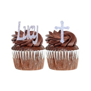 Holy Communion Glitter Cupcake Toppers, First Holy Communion Cupcake Toppers, Glittery Communion Cupcake Toppers, 1st Holy Communion Signs