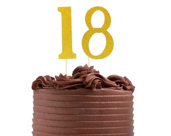 Glitter 18th Cake Topper, 18 Cake Topper, 18th Birthday Party Decor, Age 18 Event Decoration, Sparkling Cake Decoration, 18th Cake Sign