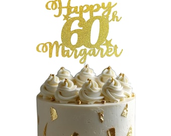 Personalised 60th Glitter Cake Topper, Custom 60th Birthday Cake Topper, Happy 60th Cake Topper, Custom Cake Topper, 60th Cake Sign, 60 sign