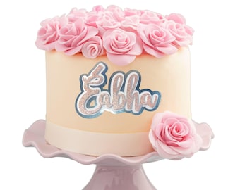 Personalised 3 Layered Name Topper, Glitter Cake Topper, Custom Cake Topper, Glittery  Cake charm, Personalised Cake Sign