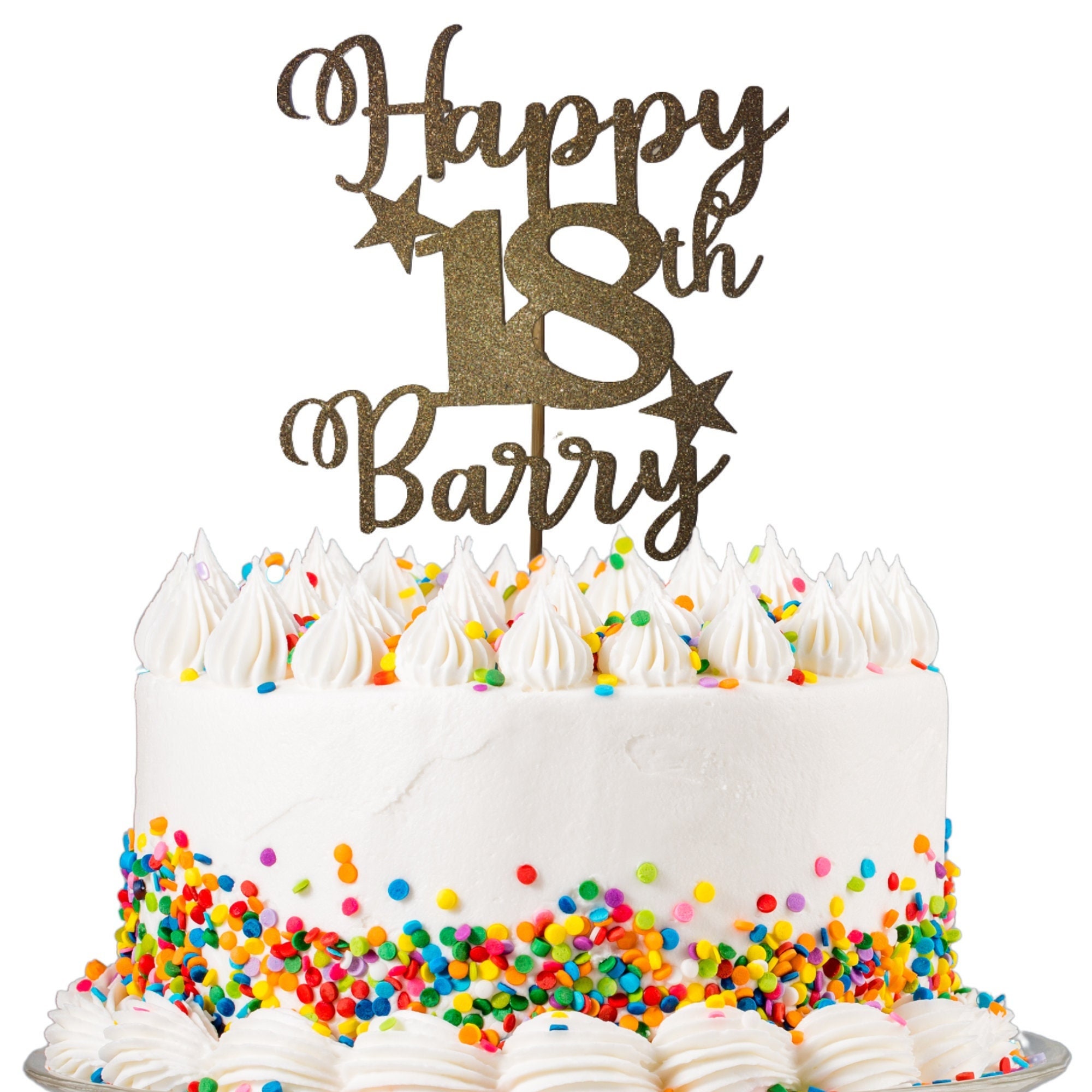 Taartdecoratie 18e verjaardag, glitter 18e verjaardagstaart topper, glitter Happy 18th Birthday taartdecoratie, roségoud taarttopper decoratie 18e verjaardag, Happy 18th Birthday cake topper taart
