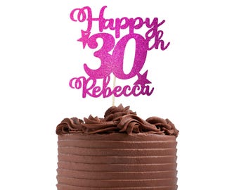 Personalised 30th Glitter Cake Topper, 30th Birthday Cake Topper, Glitter Topper, 30th Cake Topper, 30th Cake Topper, 30th Birthday Decor