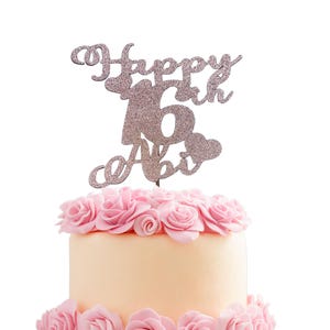 Sixteen Cake Topper, Happy 16th Birthday, Sixteenth Birthday, 16 Glitter Cake Birthday Cake Topper, Sweet 16 Cake Sign, 16th Sign