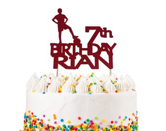 Soccer Birthday Cake Topper, Personalised Football Cake Topper, Soccer Party, Football Player,Football Party Decor, Football Decorations